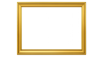 Ornate golden picture frame with transparent background for copy space