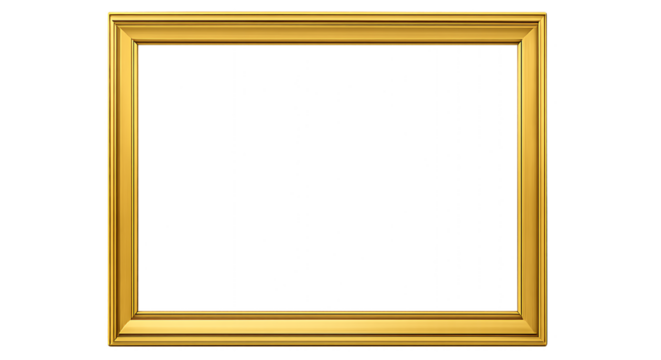 Ornate golden picture frame with transparent background for copy space