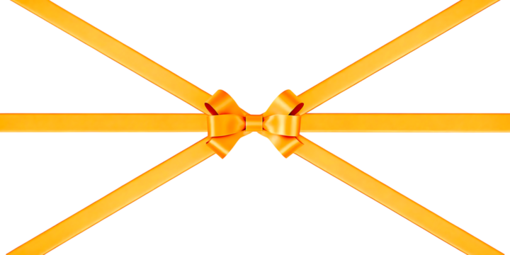 Golden Yellow Satin Ribbon Bow on Solid Background: Premium Luxury Silk Fabric for Gift Wrap and Decoration