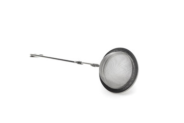 Stainless steel tea strainer with fine mesh and long handle, designed for brewing loose leaf tea, showcasing functionality and elegance in kitchenware