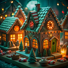 Fototapeta premium christmas tree and house