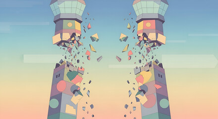 Breaking Apart Pastel Buildings Fracture Under Pressure in a Symbolic Representation of Disruption