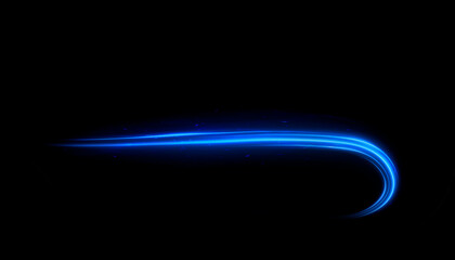 Blue neon light effect for overlapping. Linear source of blue lights, glare effect.