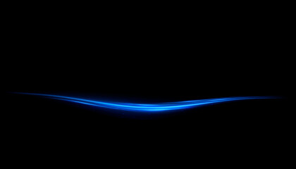 Blue neon light effect for overlapping. Linear source of blue lights, glare effect.