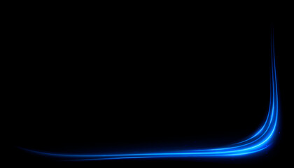 Blue neon light effect for overlapping. Linear source of blue lights, glare effect.