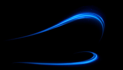Blue neon light effect for overlapping. Linear source of blue lights, glare effect.