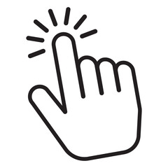 Click hand icon, touch gesture symbol representing selection action, user interaction, digital interface control, and modern pointer gesture illustration