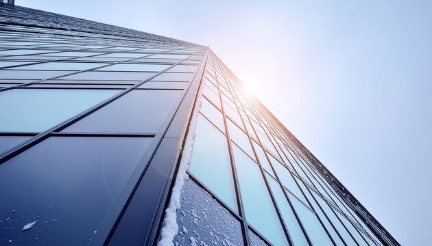 Modern Architecture Skyward View of Glass Skyscraper