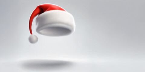 Gorro natalino vermelho flutuando em fundo branco