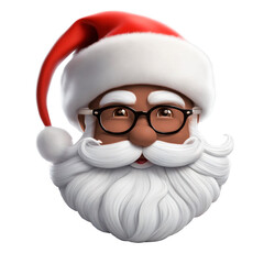 Rosto de papai noel negro com gorro vermelho e barba branca