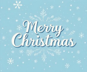 Merry Christmas typography with light blue color background.