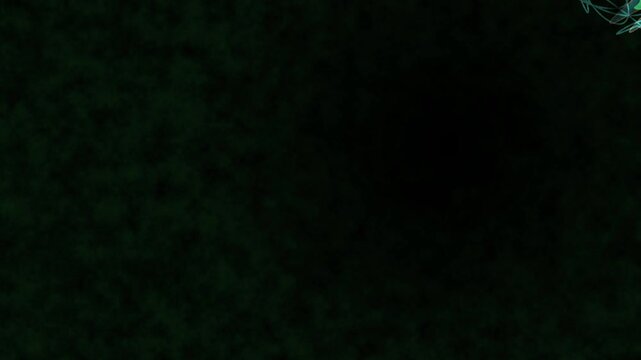 Abstract dark green textured background with glowing cyan organic shape element visible in the lower right corner