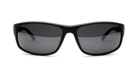 Fototapeta premium Stylish black sunglasses with dark lenses isolated on white background