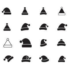 Christmas hats icon set in black vector style