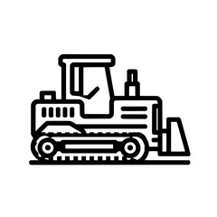 Naklejka premium Bulldozer construction equipment heavy machinery tractor crawler dozer vehicle icon vector line illustration