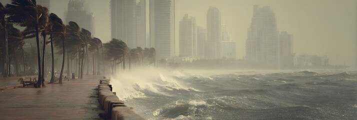 Overcast Day at Coastal City Seascape