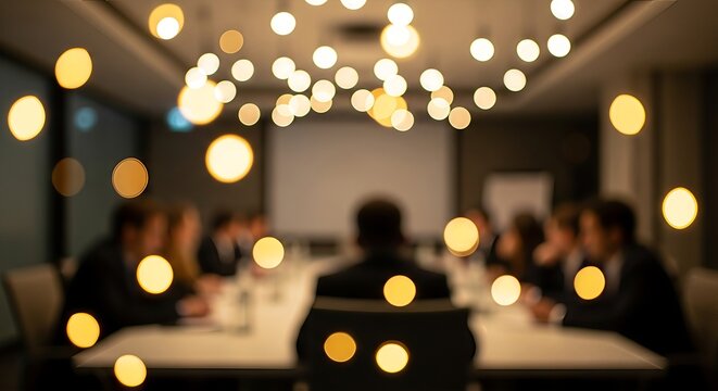 Abstract visualization of collaboration during a corporate brainstorming session illuminated by