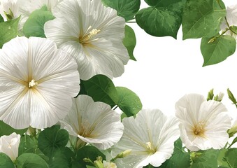 Elegant White Flowers Blooming in Garden Sunlight