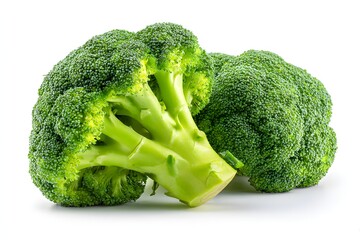 Fresh Broccoli Florets on a White Background