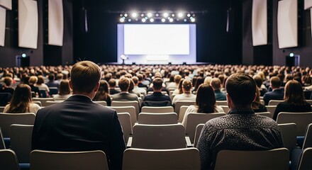 Attendees engrossed at a large conference showcasing expertise and innovations, a pivotal