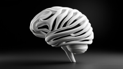 black and white, 3D pattern of a human brain, minimal. Elegant.