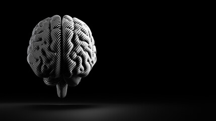 black and white, 3D pattern of a human brain, minimal. Elegant.