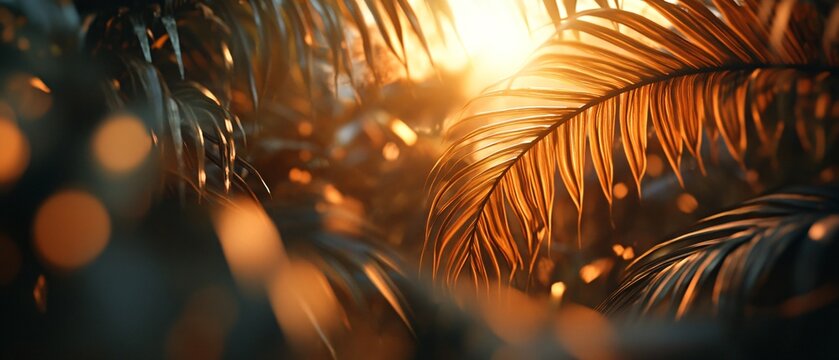 Tropical Palm Leaf Bathed in Sunlight