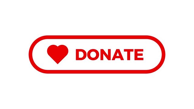 Donate now button with love icon animation