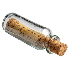 Message in a bottle with cork for communication concept transparent background
