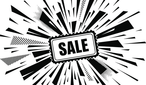 Dynamic black and white sale burst background delivers immediate impact for retail promotions and ads