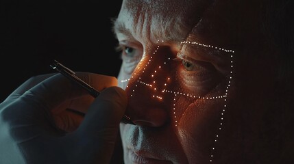 Pre-surgery markings on patient's face