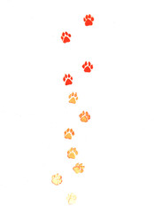 linocut abstracts paw prints 