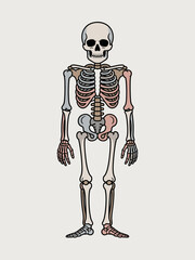 Anatomical Illustration of the Human Skeleton A Detailed Depiction of Bone Structure and Form for Medical Purposes