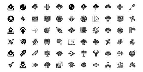 collection arrow direction-related solid style icon pack
