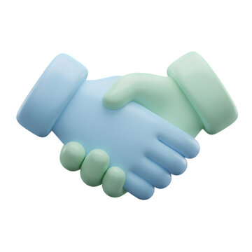 3d icon of two hands shaking in agreement isolated on transparent background