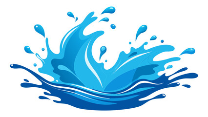 Dynamic blue water splash with droplets and waves
