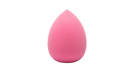 A single pink makeup blending sponge with a teardrop shape isolated on transparent background