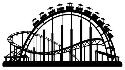Roller Coaster Black Silhouette vector,Roller Coaster  icon