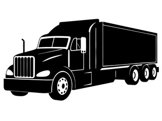 semi truck  silhouette vector,semi truck icon vector