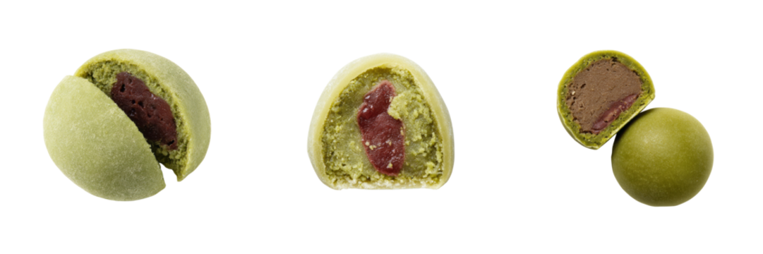 Matcha dessert bites on transparent background gourmet treats studio lighting food photography