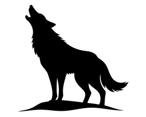 wolf howling  black silhouette vector illustration