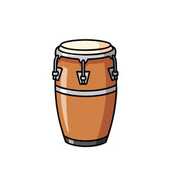 Cartoon conga drum with brown body, silver hardware, and cream head