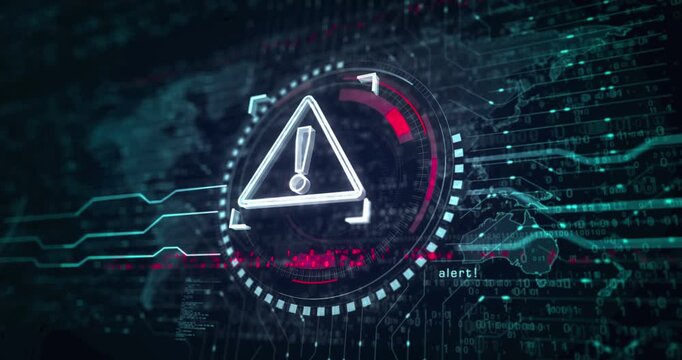 Alert warning and security breach alert symbol abstract digital concept. Global network and cyber technology background seamless and looped 3d animation. - Powered by Adobe