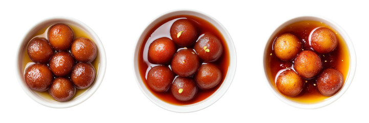 Delicious gulab jamun dessert indian cuisine transparent background studio setting