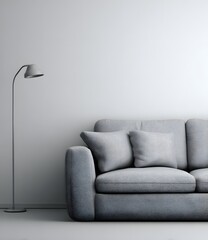 Modern Living Room with Gray Sofa and Floor Lamp