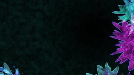 Dark teal textured background with abstract glowing cyan and purple neon floral element on the right edge for digital art - Powered by Adobe