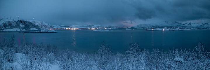 Beautiful island of Summary, Norway, in winter