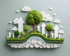 Green Growth Sustainable Future Ascending Toward the Sky