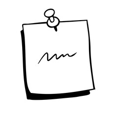 Simple Sketch of a Note Paper with Pushpin and Wavy Line