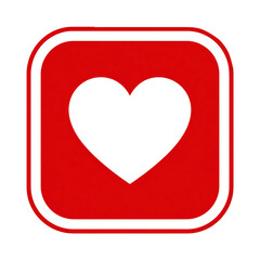 White heart symbol in red rounded square transparent background